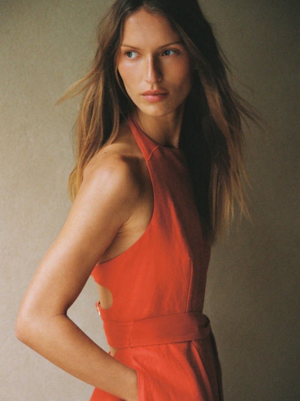 Reiss Coral Orange Terracotta Paules 100% Linen Open-Back Maxi Dress NWOT - Picture 5 of 9